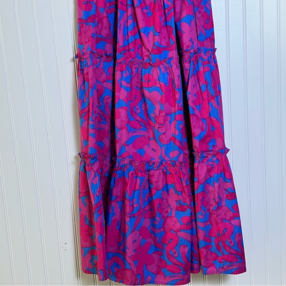 SugarLips Yeraldi Berry Fiora Open Lace Up Tiered Back Midi dress L - Picture 7 of 14